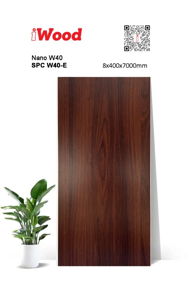 Tấm ốp Nano phẳng iWood SPC W40-E