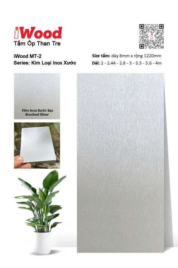 tấm ốp đa năng iWood film inox xước