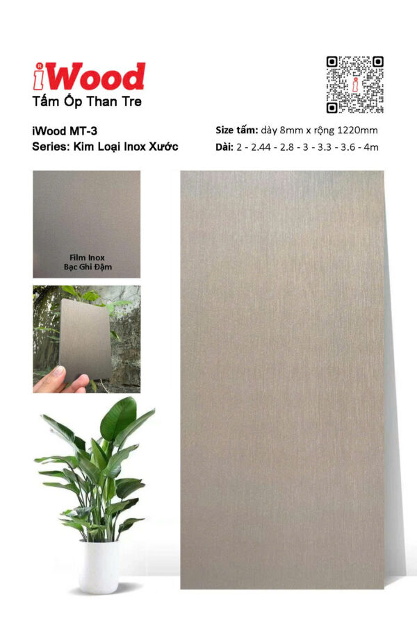 tấm ốp đa năng iWood film inox xước