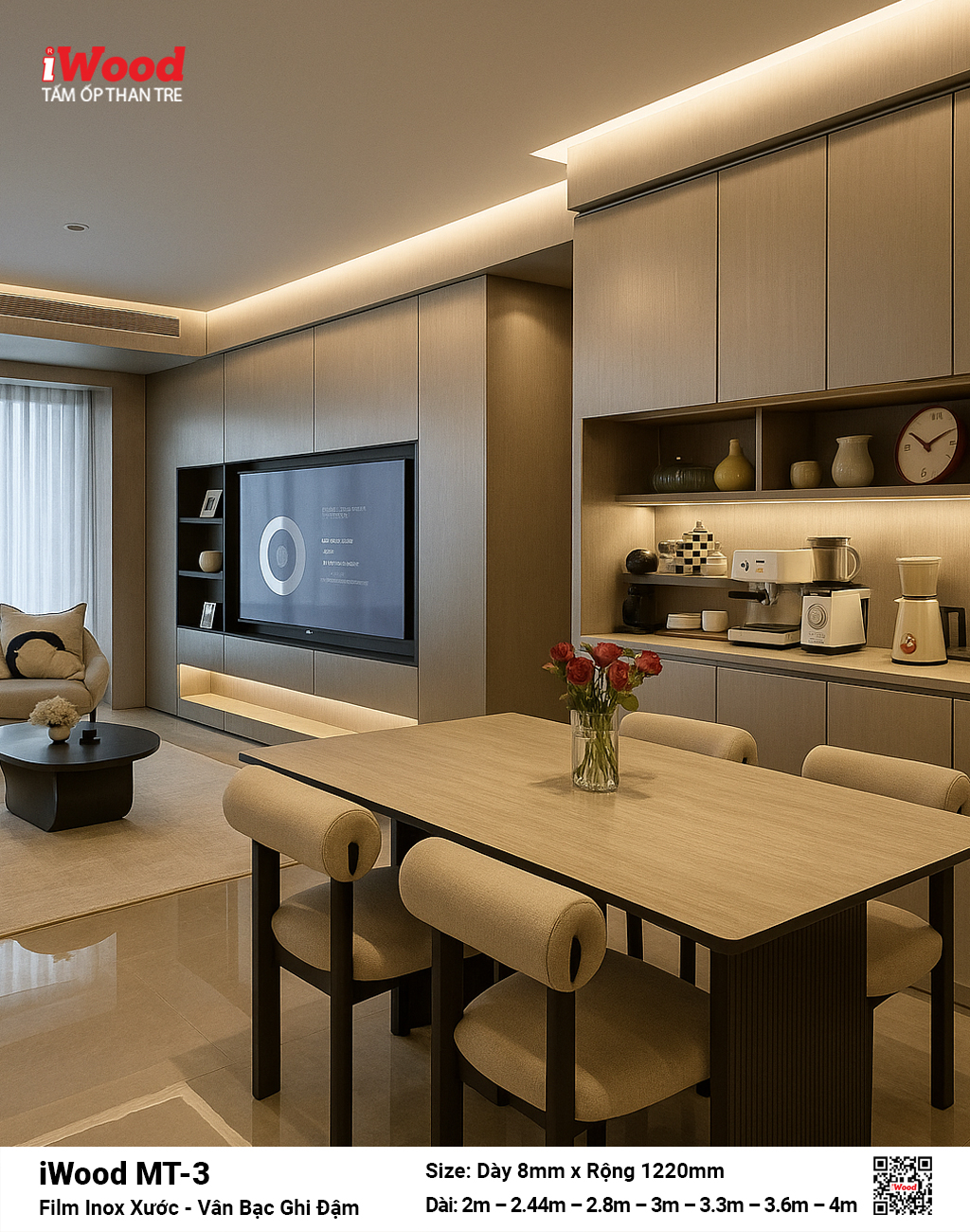 Tấm Than Tre Film Inox Xước