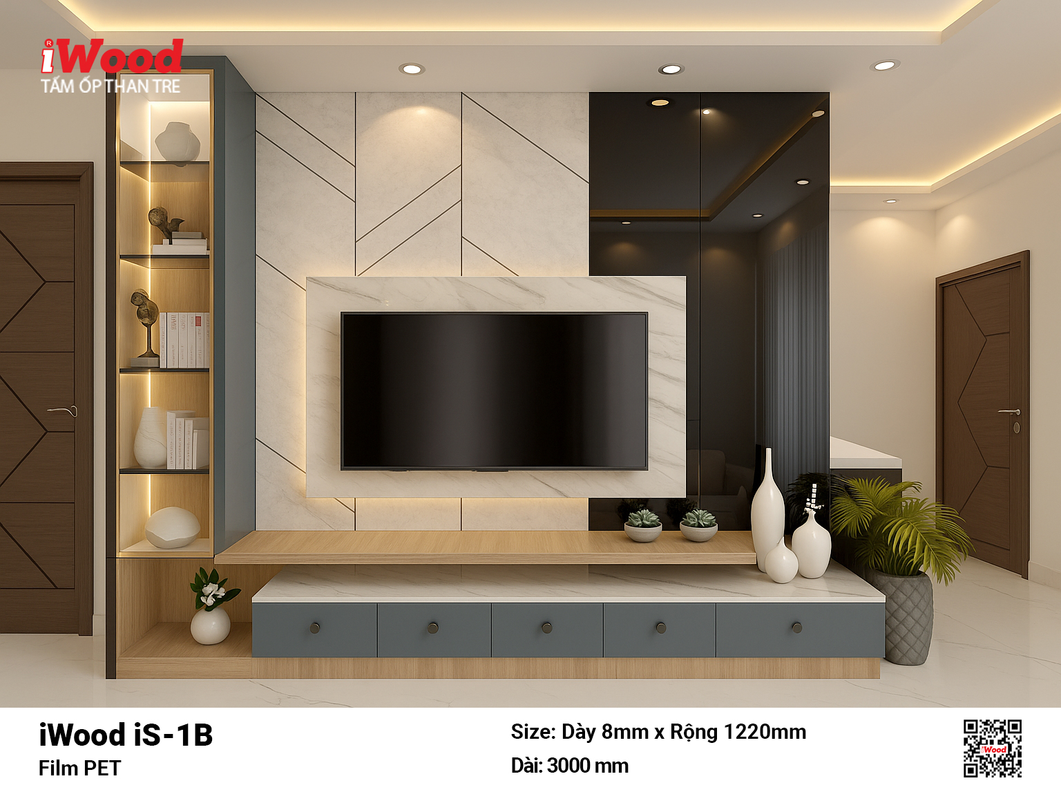 Tấm Ốp Than Tre iWood Film PET