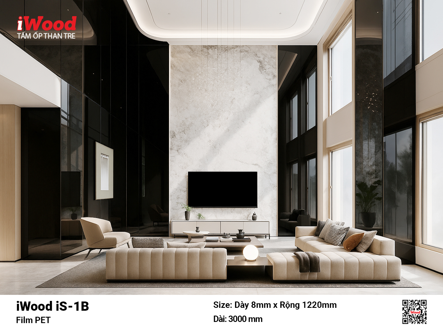 Tấm Ốp Than Tre iWood Film PET