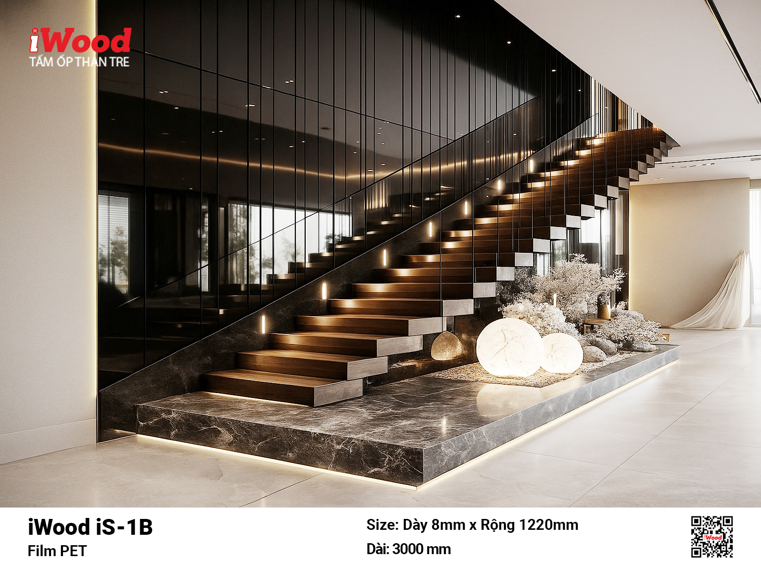 Tấm Ốp Than Tre iWood Film PET