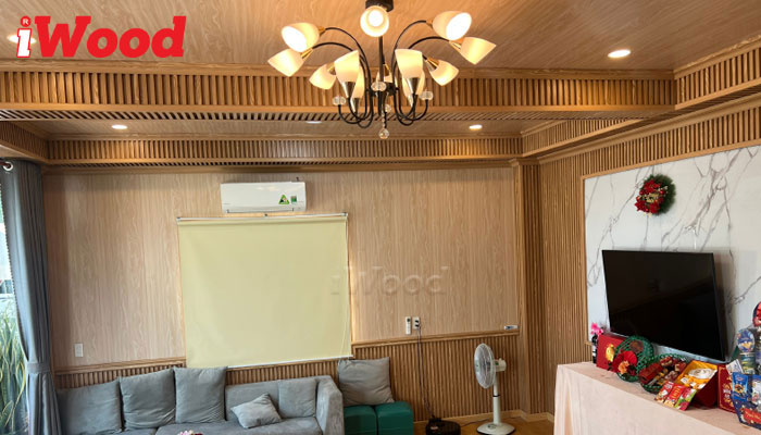 Ốp tường phòng khách tấm ốp iWood