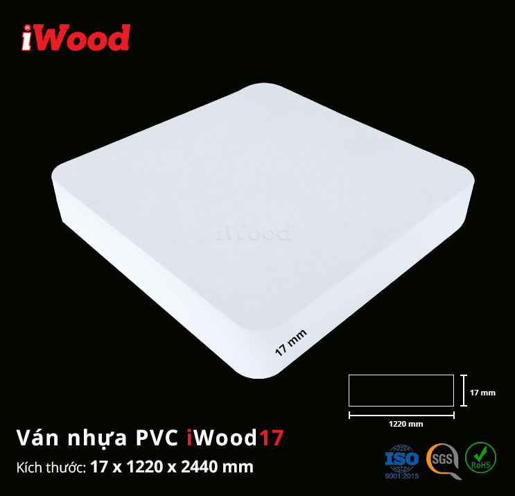 Ván nhựa PVC Foam iWood 17mm kích thước 1220x2440mm – làm tủ bếp