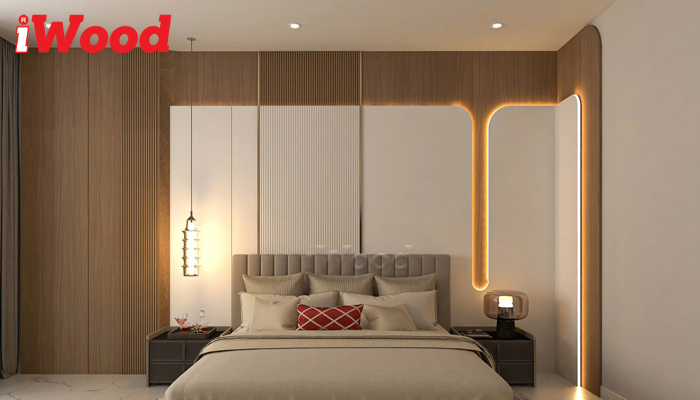 Ốp tường phòng ngủ tấm ốp than tre iWood không gian nghỉ ngơi lý tưởng