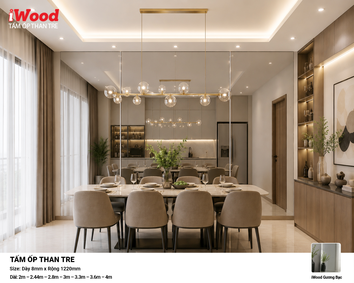 Tấm ốp than tre Film tráng gương bạc iWood GB - Ảnh 6