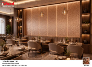 tấm ốp than tre iWood vân sóng nước hồng